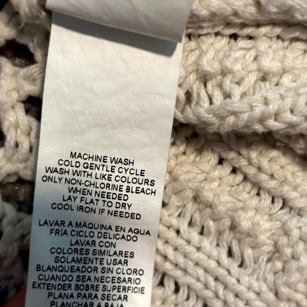 Joe Fresh Womens XL Cream Knit Sweater 100% Cotton Open Knit Lightweight - Picture 4 of 8